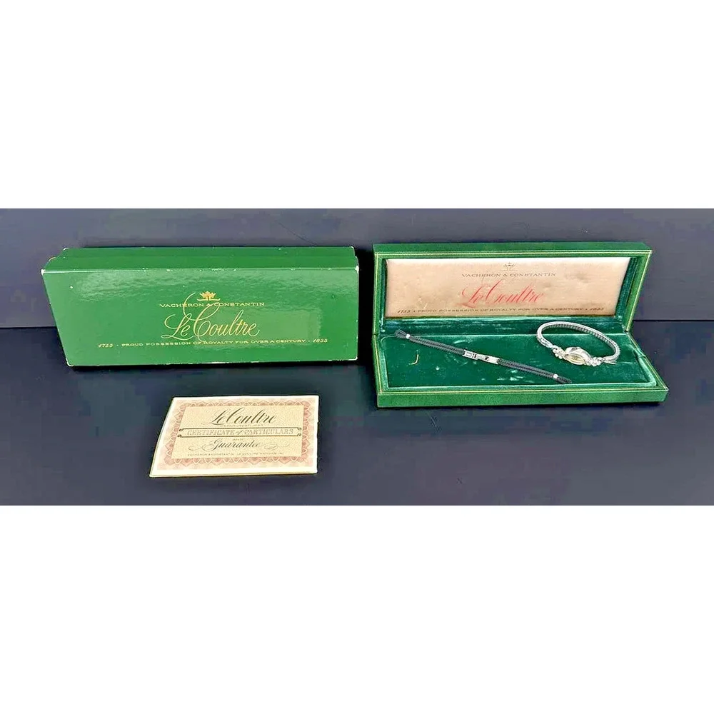 Vintage LeCoultre 14K Gold Diamond Ladies Watch Box Papers